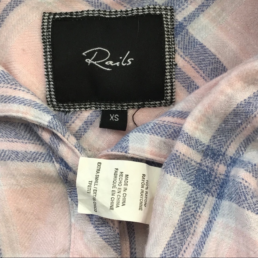 Rails Plaid Soft Button Down Light Pink Purple Xs - image 2